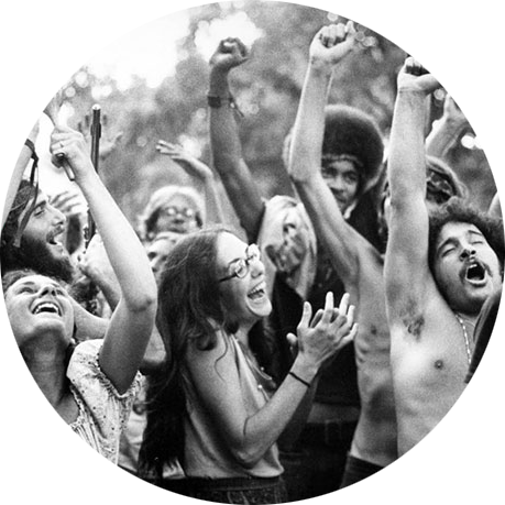 Black and photo of happy people dancing