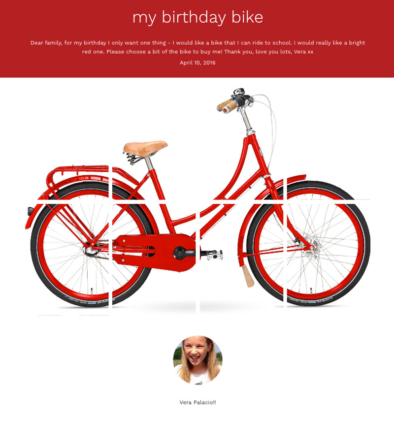 children's bike patchwork birthday gift idea
