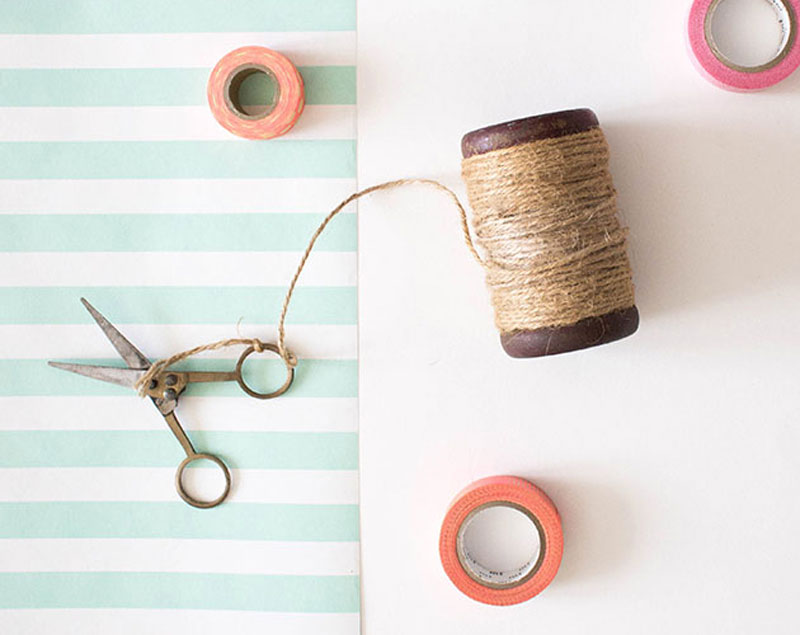 DIY decorations scissors string and tape