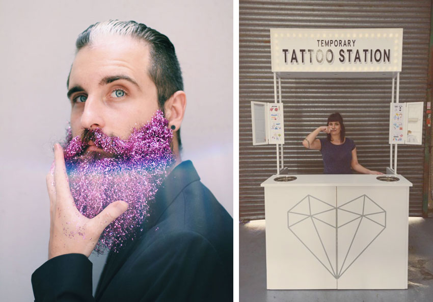 Wedding entertainment, bio glitter, temporary tattoo, ecostardust, hello doris loves
