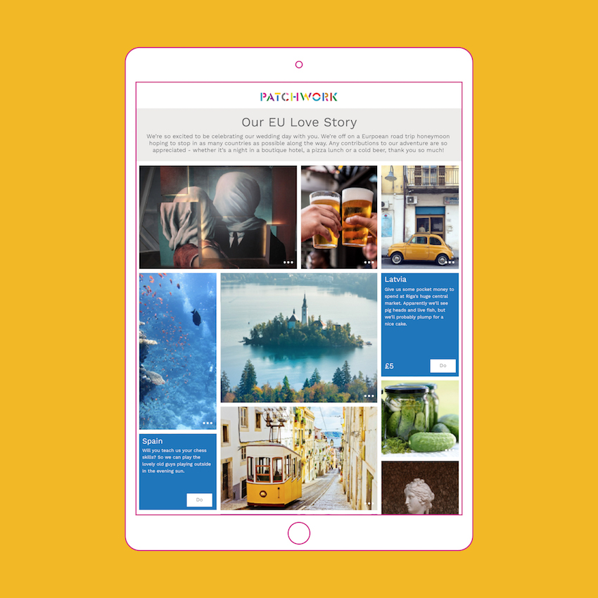 A Patchwork Honeymoon Fund for an EU adventure in iPad