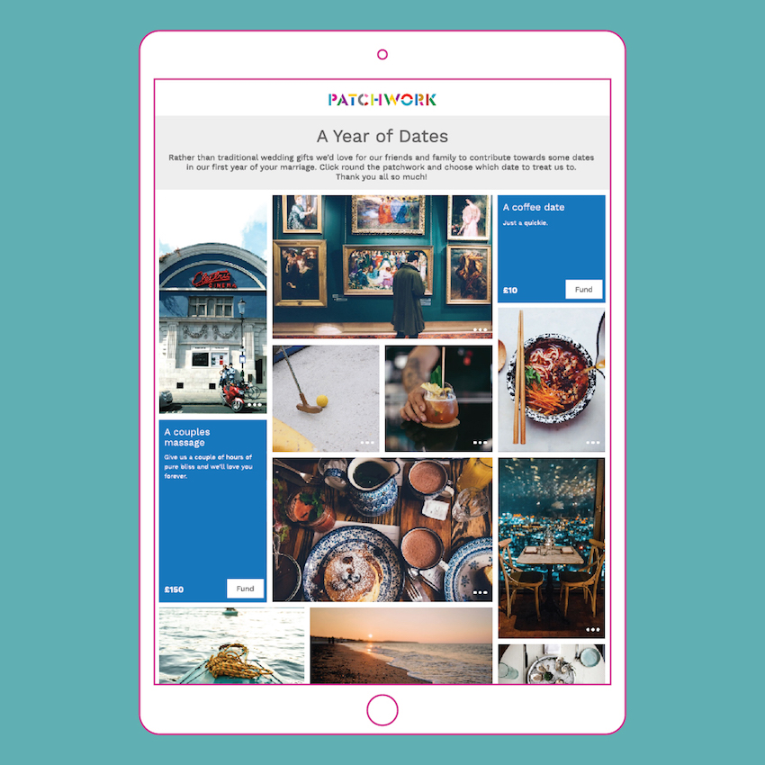 Patchwork honeymoon fund "A Year of Dates" in iPad