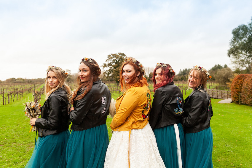 Bride and her bridesmaids group photo