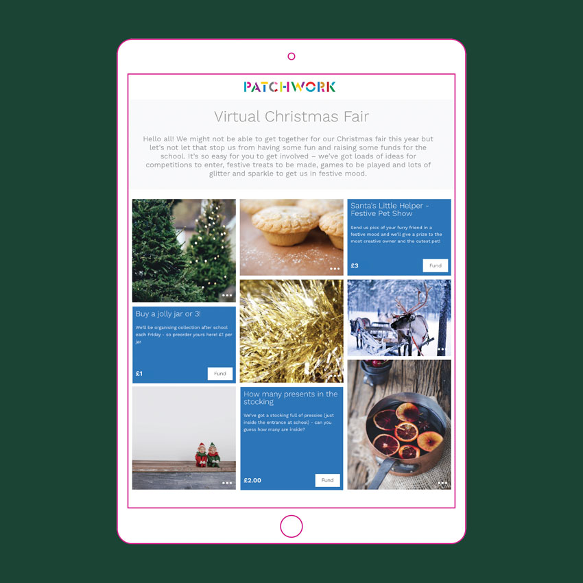Virtual school Christmas fair displayed in ipad