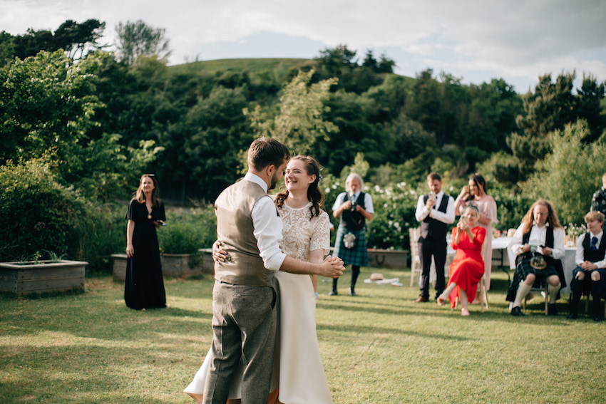 Laura and Chris - first dance at their wedding reception at Ecology Centre Kinghorn Fife